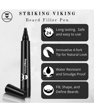 Striking Viking Beard Pencil Filler for Men - 2 Pack Black Waterproof Beard Pen Kit - Fill, Shape & Define Your Beard - Long Lasting Formula - 3 Piece Set - Buy Online on GoSupps.com
