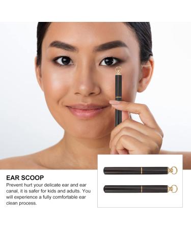 Portable Ear Cleaner Spoon Stainless Steel with Ring - Black | Earwax Removal Tool - Buy Online on GoSupps.com