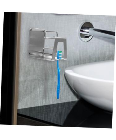 Cabilock 4-Piece Stainless Steel Toothbrush & Make-Up Brush Holder Set - Nail-Free Bathroom Organizers with Drainage | Silver - X7.2x5.5cm - Buy Online on GoSupps.com