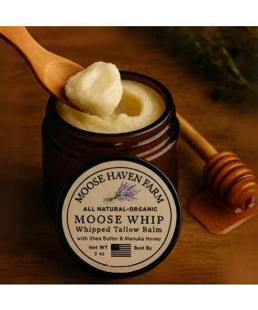 Moose Haven Farm Moose Whip Whipped Tallow Balm Moisturizer 100% Grass-Fed Non-Toxic Skincare for Dry Sensitive & Mature Skin Minimal Ingredients Face & Body | Lemon (2oz)