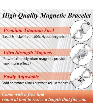 Cigmag Magnetic Bracelet for Women | Titanium Steel Ultra Strength Magnet | Adjustable Tool & Gift Box | Silver Love Bracelet & Fishtail Ring - Buy Online on GoSupps.com