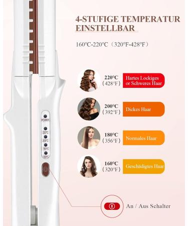 CCKEYIN 3-in-1 Crepe Iron for Hair - Ceramic Hair Straightener & Crimper with Temperature Control - Multi-Style Wave Iron in White - Buy Online on GoSupps.com