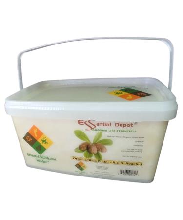 Essential Depot Shea Butter - Grade A - Organic - Unrefined - 7 lbs in a PP Pail - R.E.D. Roasted - microwavable container with resealable lid and removable handle