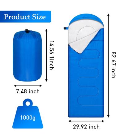 OBTANIM Portable Waterproof Camping Sleeping Bag for Adults & Kids - 4 Seasons - Ideal for Backpacking, Hiking, Mountaineering - Indoor/Outdoor Use - Blue - Buy Online on GoSupps.com