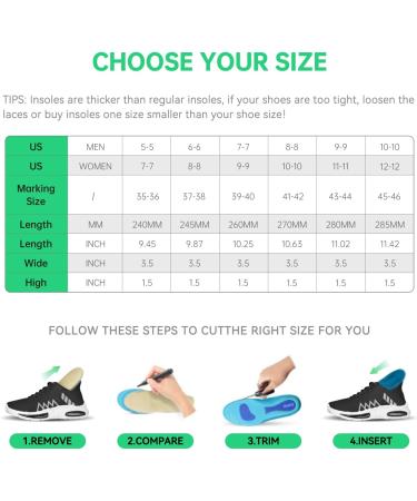 Plantar Fasciitis Insoles - Cushioned Arch Support Memory Foam Shoe Inserts for Men (10-10.5) & Women (12-12.5) - International Shipping Available - Buy Online on GoSupps.com