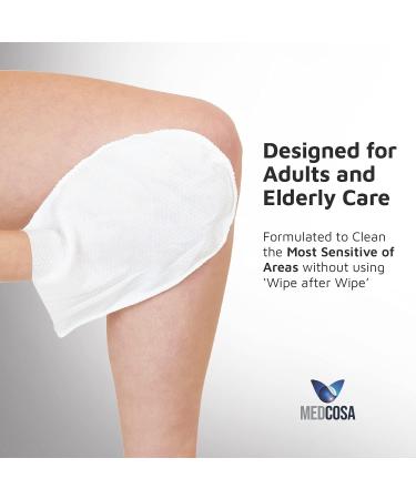 Medcosa Adult Washgloves for Incontinence - Unscented Disposable Body Wipes with Barrier Cream & Dimethicone - 10 ct Pack - Buy Online on GoSupps.com