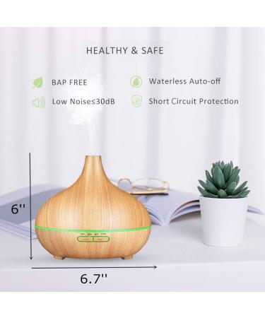 Essential Oil Diffuser Aromatherapy Humidifier Diffuser for Essential Oils with 7 LED Light Colors Timer and Auto-Off Safety Switch for Bedroom Home - 550ML - Buy Online on GoSupps.com