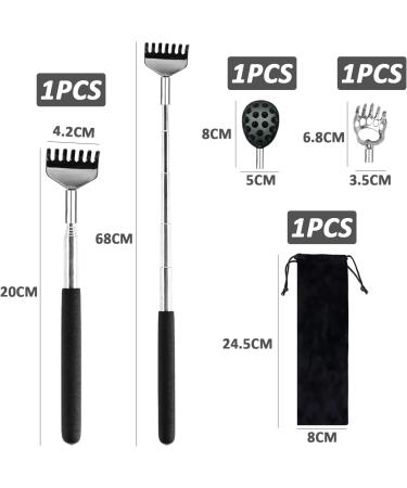 Removable Back Scratcher with 2 Replacement Heads & Storage Bag | Portable Stainless Steel Itching Massage Device (21 59 cm) - Buy Online on GoSupps.com