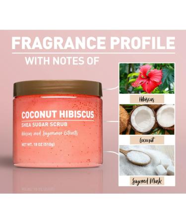 Coconut Hibiscus Shea Sugar Scrub with Shea Butter 18 oz Exfoliating & Moisturizing Body Scrub - Buy Online on GoSupps.com