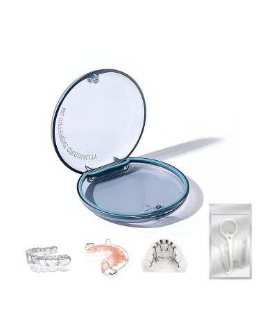 Jaimela braces braces box spanging box bite can rail dinner portable storage boxes for dentures (blue)