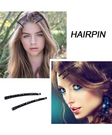 XIAOL Black Crystal Rhinestone Barrettes - Shiny Hair Pins for Women (2pcs) - Buy Online on GoSupps.com