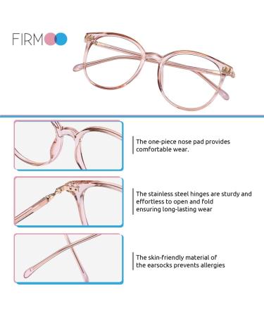 Shop Firmoo Blue Light Filter Reading Glasses - Prescription 3.0x for Men & Women | Anti-Glare Scratch-Resistant Clear Pink Visual Aid - Buy Online on GoSupps.com