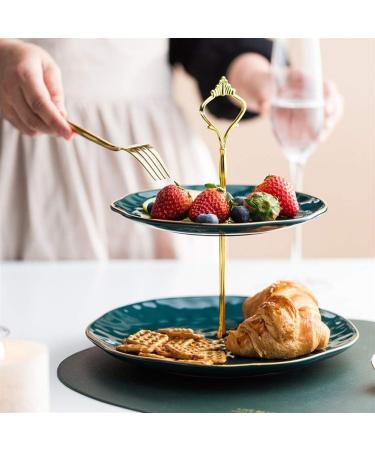 SHAOHUASC European Ceramic Double-Layer Skewer Plate Dessert Plate Cake Plate Flat Plate Jewelry Display Stand - Buy Online on GoSupps.com