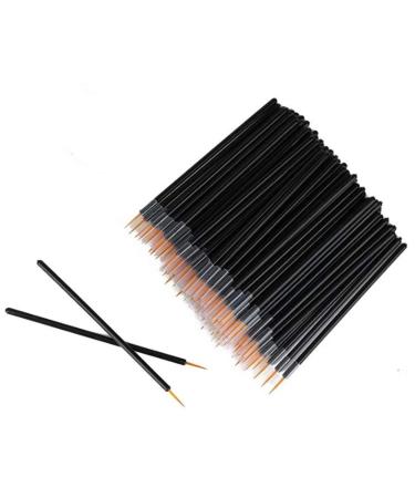 AKOAK 100 Pcs Disposable Eyeliner Brush Black Handle Fine Eyeliner Applicator Eyeliner Stick Eyeliner Liquid Eyeliner Lash Extension Tool Fiber Swabs Porable Eyeliner Brush Tool (Black)
