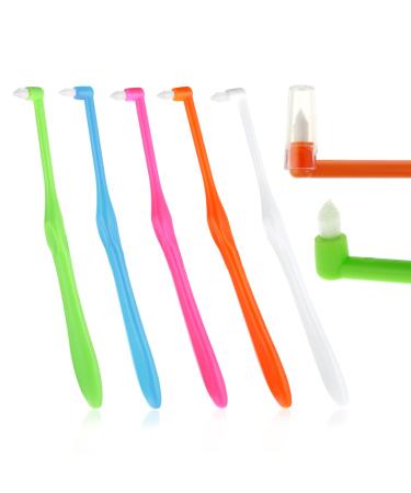 TIESOME Single End Tufted Toothbrush 5 Pcs Interspace Tooth Brush Tapered Trim Tooth Cleaner Interdental Toothbrush Tuft Gap Toothbrush for Orthodontic Detail Cleaning