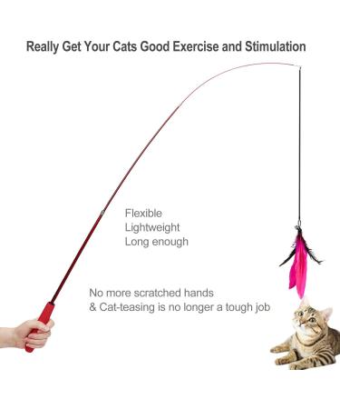 JJYPET Retractable Cat Toys Wand - 12 Pack Interactive Feather Toys with 9 Assorted Teaser Refills for Cat Kitten - Buy Online on GoSupps.com