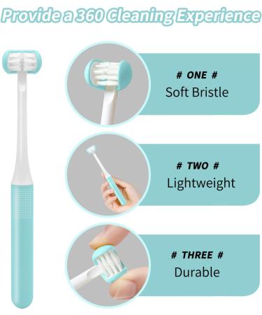 3 Sided Toddler Toothbrush | Soft Bristles Kids Toothbrush for Autism Sensory Needs | Gentle Silicone Brush Heads in Blue & Yellow - Optimal Oral Care for Kids - Buy Online on GoSupps.com