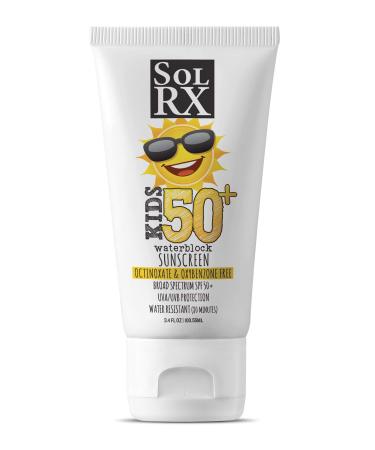 SolRX KID's SPORT Sunscreen SPF 50+ Oxybenzone Free Sunscreen  Reef Safe Sunscreen for Face and Body  Won't Run Into Eyes
