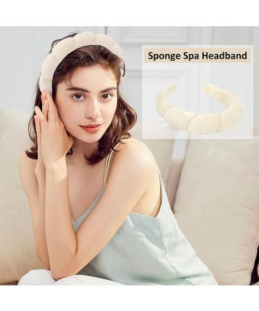 Puffy Spa Headband 2-Pack for Women and Girls - Terry Towel Fabric Hair Band for Skincare, Makeup Removal, Face Washing, Shower - Beige & Light Coffee - Buy Online on GoSupps.com