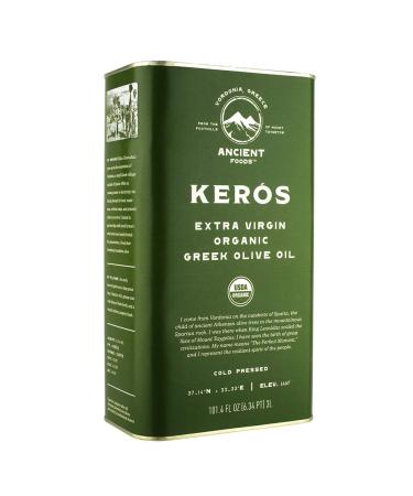 Ancient Foods Keros Greek Organic Extra Virgin Olive Oil  Cold Pressed Olive Oil from Greece, High Phenolic Organic Olive Oil from 1000 Year Old Trees, New Harvest for 2022 (101oz, 3L) 101.4 Fl Oz (Pack of 1)