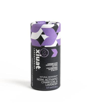 XIUAT Laboratories Natural Deodorant Lavender and Activated Charcoal 60g - Organic Ingredients Moisturizing with Rice Wax Skin Lightening - Aluminum/Parabens/Baking Soda Free - Eco Packaging