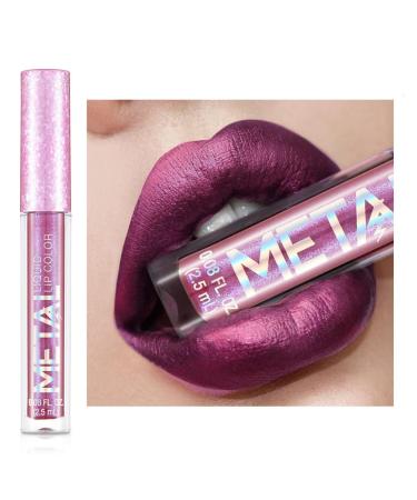 Allbesta Metallic Shimmer Glitter Lipgloss Waterproof Liquid Lipstick Long-lasting ROSE QUARTZ