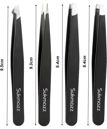 Sukmazz Professional Tweezers Set for Eyebrows - 4 Pcs for Ingrown Hair Removal, Eyelash Extension, and Plucking - Buy Online on GoSupps.com
