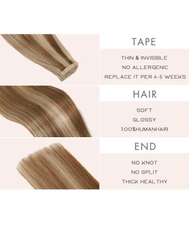 YDDM Invisible Tape Extensions - 20Pcs 60cm Real Hair (P6/613) | 24inch Skin Weft Extensions for Seamless Volume and Length - Buy Online on GoSupps.com