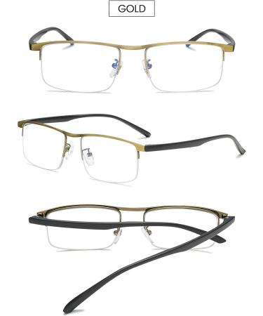 Vevesmundo Multifocus Reading Glasses Set - Blue Light Filter Metal Half Reading Aids for Men (Black Red Gold) - 3.0x Magnification - Buy Online on GoSupps.com