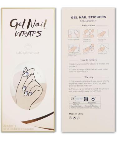 JMEOWIO Semi Cured Gel Nail Strips White Blue Gel Nail Stickers Nail Supplies Nail Art Design Decoration Accessories - Buy Online on GoSupps.com