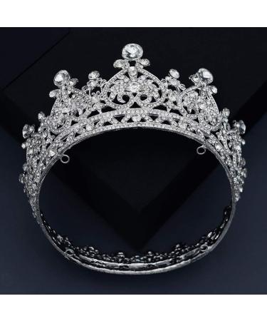 FRCOLOR Rhinestone Crystal Crown Tiara - Elegant Bridal Hair Accessories for Weddings Pageants Birthdays & Proms (Silver) - Buy Online on GoSupps.com