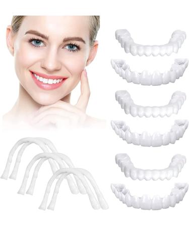 Fake Teeth  6 PCS Cosmetic Denture Veneers for Upper and Lower Jaw  Natural Shade Fake Veneer  Denture Decorations for Christmas and Daily Life HW04 White-hw04