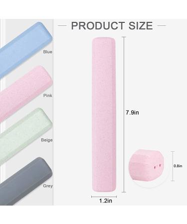 Mulbozy Portable Travel Toothbrush Case - Wheat Straw Holder for Home, Travel, School - 4 Pack in Pink, Blue, Green, Grey - Buy Online on GoSupps.com