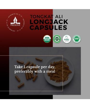 PRESERVE Tongkat Ali 2500mg - 60 Capsules | NFS Certified Longjack Extract Supplement for Men & Women | 2-Month Supply of Long Jack Root Powder Pills - Buy Online on GoSupps.com