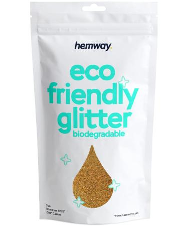Hemway Biodegradable Eco Body Glitter - Cosmetic Safe - 100g Fine Grade 1/128 - Gold Holographic