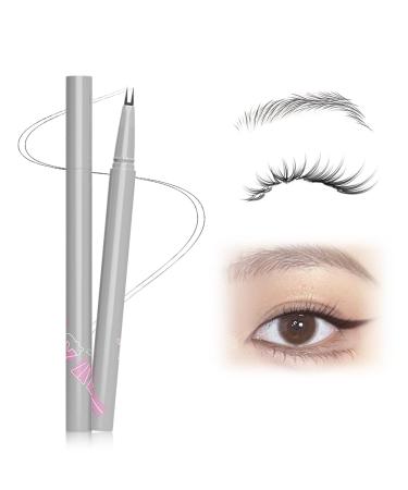 Double Tip Lower Eyelash Pencil 3D Waterproof 2 Tip Eyelash Pen Eye Liner Liquid Eyeliner Dual Pronged Bottom Eyelashes Pen Waterproof Liquid Eyeliner for Natural Eye Makeup (Gray Black)