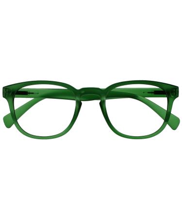 Opulize Pop Reading Glasses Fun Round Matt Frame Moss Green Spring Hinges Scratch Resistant Mens Womens R2-6 +3.00 Smooth Matt Moss Green +3.00 Magnification