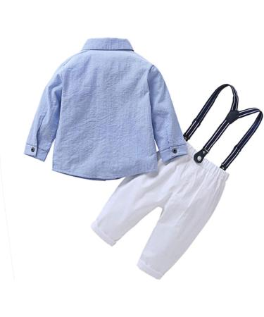 AmzBarley Baby Boys Tuxedo Rompers Suit | Blue Gentlemans Outfit for Kids 3-4 Years | Long/Short Sleeve Dress Shirt, Pants, Vest, Bowtie | Birthday, Holiday Party Attire - Buy Online on GoSupps.com