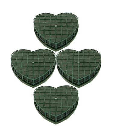 Nuobesty Heart -shaped flower foam 4 pieces green florist sponge flower brick Heart flower sludge dried flower sludge bases holder flower arrangement sludge for wedding auto -decoration