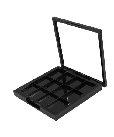 OHPHCALL 1pc 12 Empty Eye Shadow Pallet Empty Eye Shadow Case Makeup Palettes Loose Powder Organizer Black