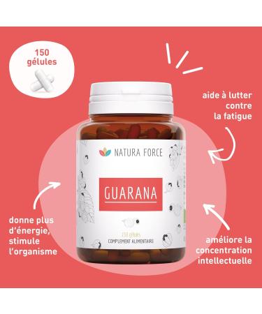 Pure and Organic Guarana in Vegetable Capsules - Stimulating and Energizing - More than 10% Guaranine - Analyzed and Packaged in France - 150 Capsules - Buy Online on GoSupps.com