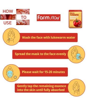 FARMSTAY Real Essence Mask - TOMATO | 10 Sheets | Korean Skin Care | International Shipping - Buy Online on GoSupps.com