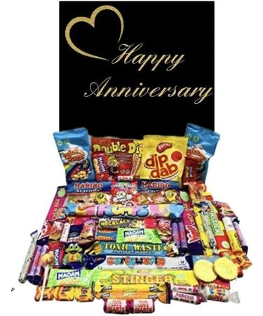 Happy Anniversary Gold Pick Mix Ultimate Retro Sweets Box Sweet Candy Hamper - Buy Online on GoSupps.com