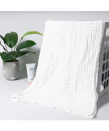 FOOK FISH Muslin Baby Towel 2 Pack - Super Soft 6 Layer Cotton Infant Bath Towel for Newborns - 40 x 40inches, White - Buy Online on GoSupps.com