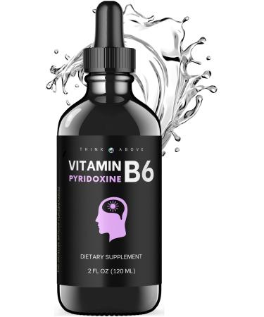 Vitamin B6 Liquid Drops - Pyridoxine hcl - B6 Vitamins Support Brain Function Immune System Nervous System and Mood - 17 mg 1000% DV - Gluten and Filler Free - 30 Day Supply - (2 oz) For Adults