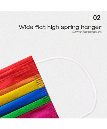 Rainbow Printed Disposable Face Masks for Kids/Adults - 50 PCS - High Breathability & Ventilation - Buy Online on GoSupps.com