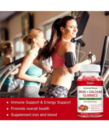 Catfit Red Dates Iron + Calcium Gummies with Vitamin C - 60 Gummies for Immune & Energy Support - Buy Online on GoSupps.com