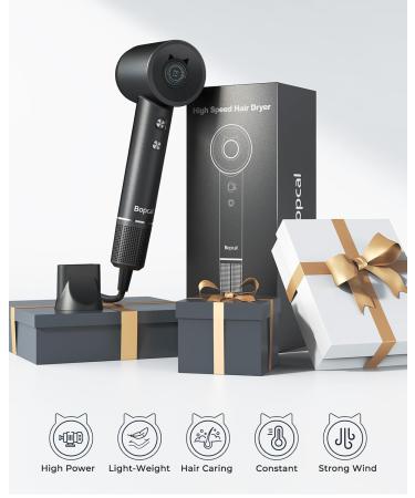 Bopcal Ionic Hair Dryer - 1500W High-Speed Blow Dryer for All Hair Types Lightweight Quiet & Fast Drying with 200 Million Negative Ions - Concentrator Included - Buy Online on GoSupps.com