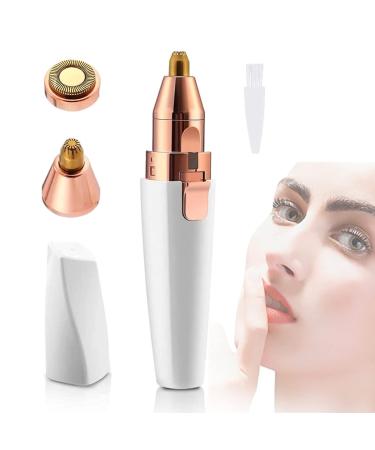 Eyebrow Trimmer&Facial Hair Remover for Women 2 in 1 Portable Electric Painless Eyebrow Shaver Face Beard Trimmer Razor for Face Chin Upper-Lip Neck Peach-Fuzz Bikini Line Grooming(Battery)