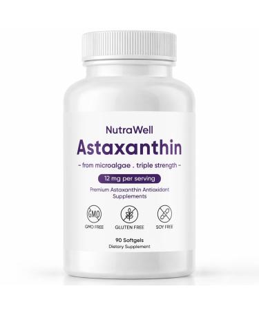 VISIOVANCE Nutrawell Astaxanthin - Daily Antioxidant Wellness Supplement with Naturally Sourced Astaxanthin Clean Formula for Active Adult Lifestyle Easy to Take Capsules - 90 Softgels (1)